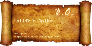 Mallár Opika névjegykártya